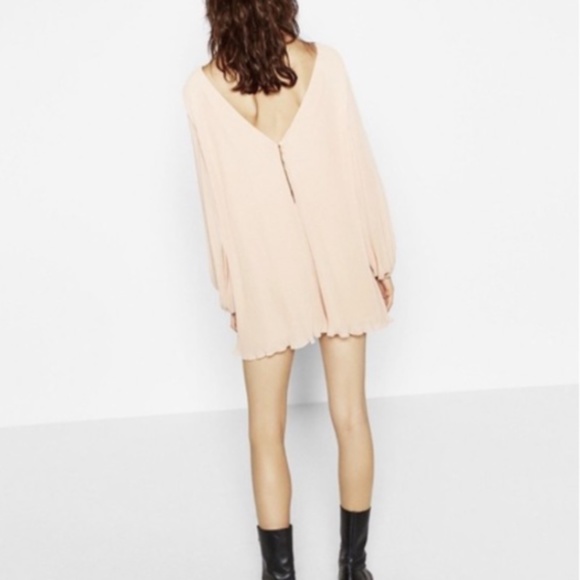 Zara Pleated Long Sleeve Short Romper Small - Picture 2 of 8